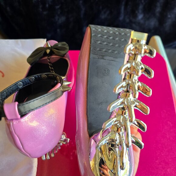 Pink glittery spiked skeleton stiletto heels US size 7 - Picture 7 of 7